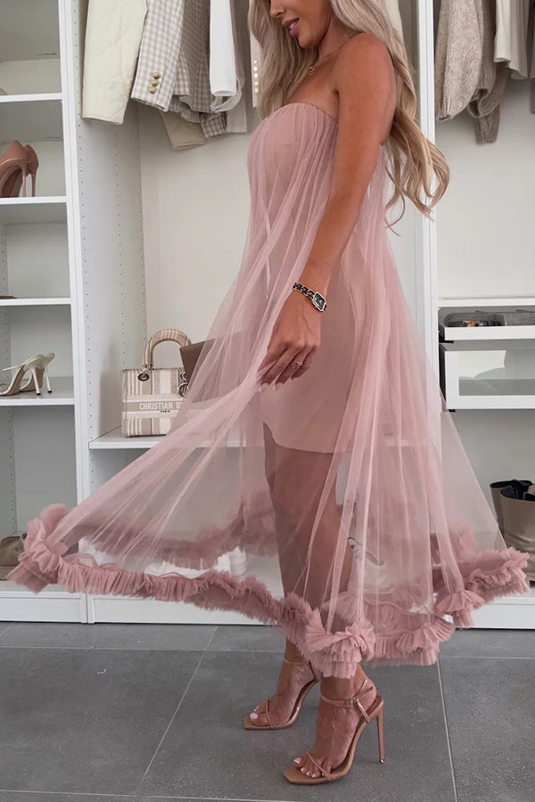 French charm chiffon off shoulder elegant pleated A-line dress