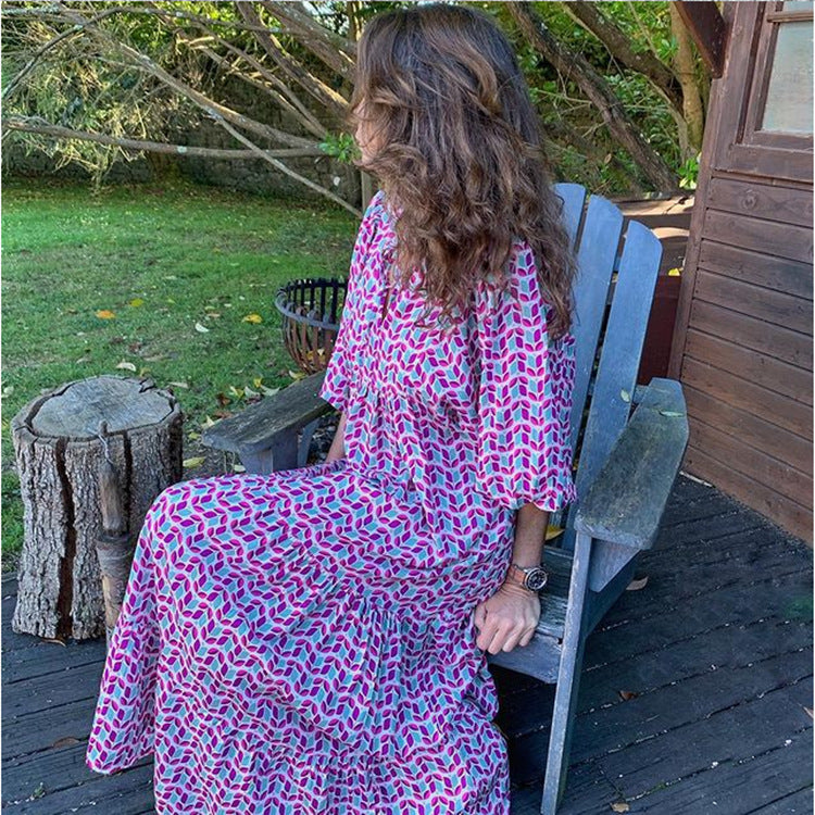 street picnic bubble sleeve layered elegant party MIDI dress