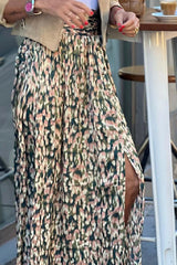 Unique Print High-Waisted Casual Slit Maxi Skirt
