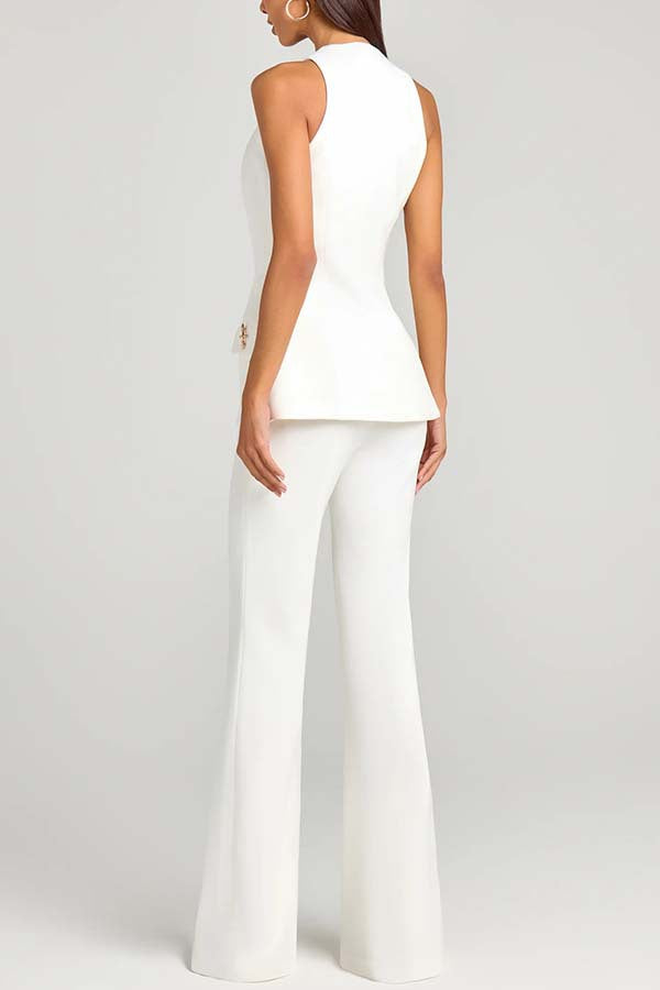 Power High Rise Side Zipper Flare Slim Fit Pants