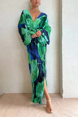Consonak lace long pleated dress