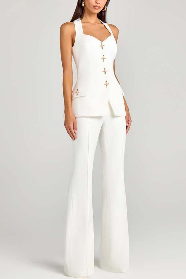 Power High Rise Side Zipper Flare Slim Fit Pants