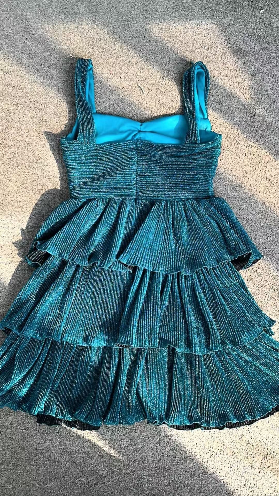 Little Mermaid Glitter Fabric Metal Starfish Hollow Layered Stretch One-piece Swimsuit