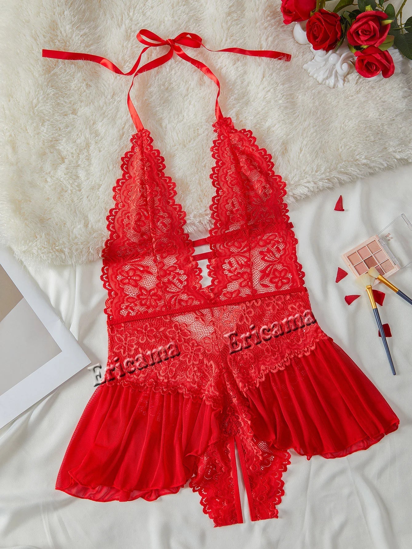 Push Up Hollow Erotic Lingerie Set Lace Transparent Underwear Slim Fit Erotic Bra Set Lace Dress