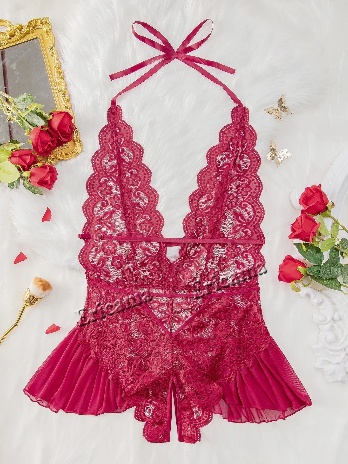 Push Up Hollow Erotic Lingerie Set Lace Transparent Underwear Slim Fit Erotic Bra Set Lace Dress