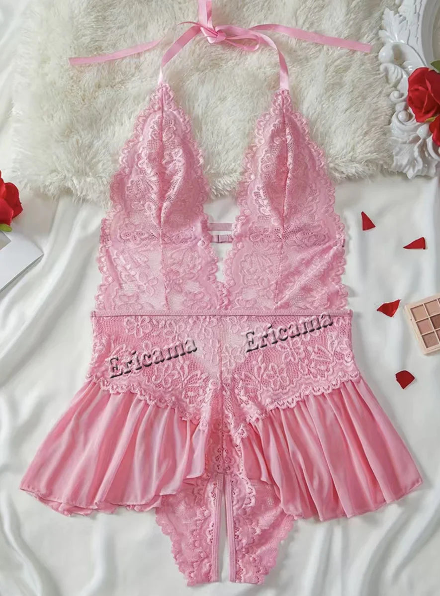 Push Up Hollow Erotic Lingerie Set Lace Transparent Underwear Slim Fit Erotic Bra Set Lace Dress