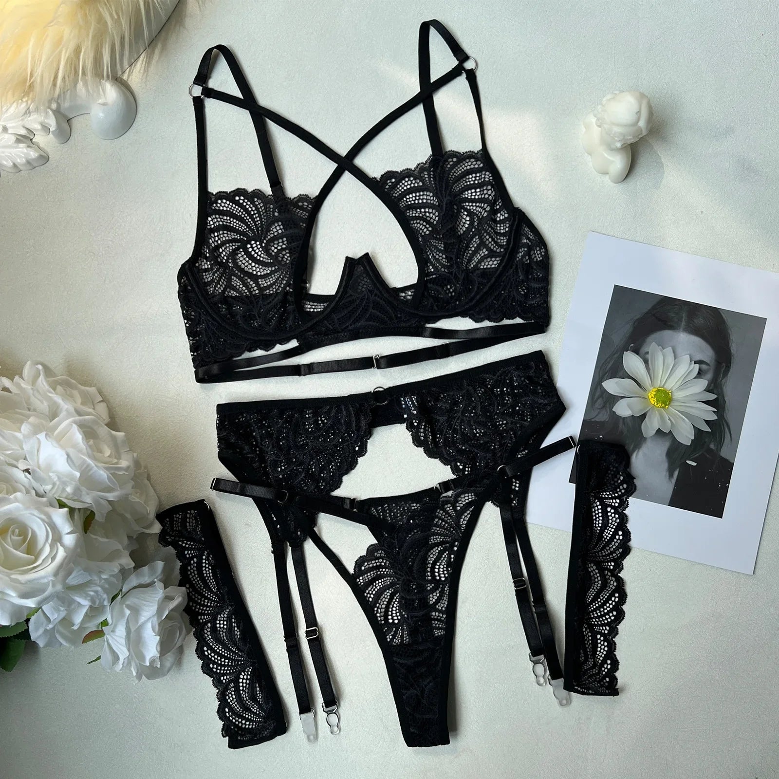 Lingerie Seamless Underwear Erotic Outfit Open Bra Set Mini Skirt Bra And Panty Set