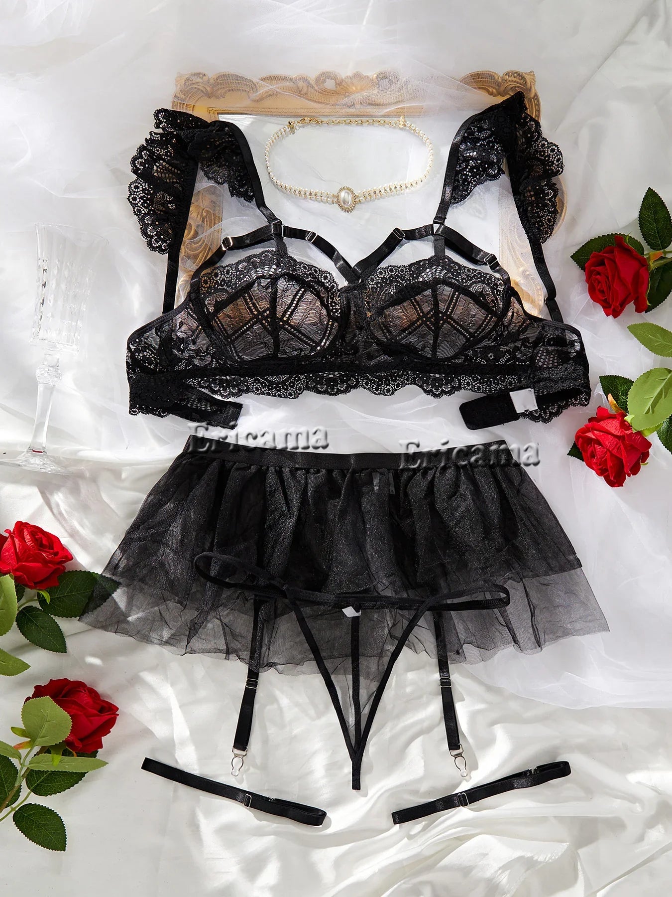 Lingerie Lace Transparent Underwear Brief Sets Bra Kit Push Up Breves Sets Erotic Bra Set Underwear