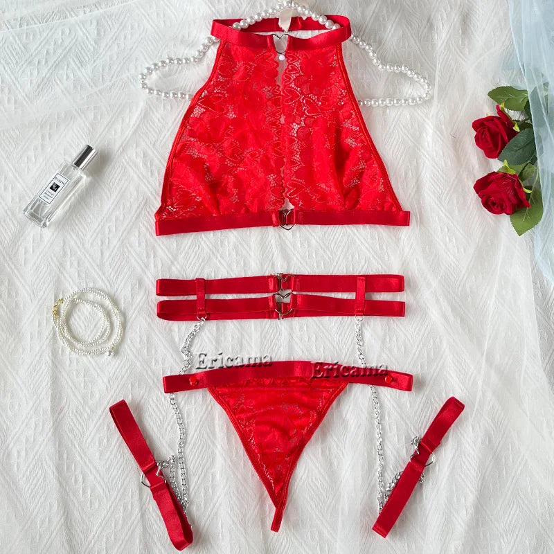 Lingerie Lace Transparent Underwear Brief Sets Bra Kit Push Up Breves Sets Erotic Bra Set  Erotic Lingerie Set