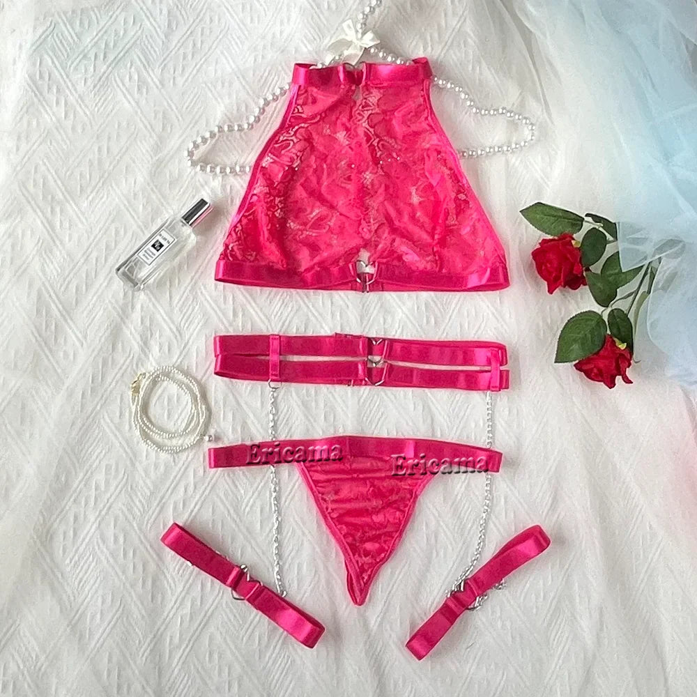 Lingerie Lace Transparent Underwear Brief Sets Bra Kit Push Up Breves Sets Erotic Bra Set  Erotic Lingerie Set