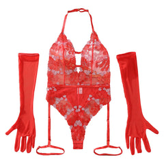 Neck Hanging 2026 Mesh Transparent with Hollow out jumpsuit Three piece Set