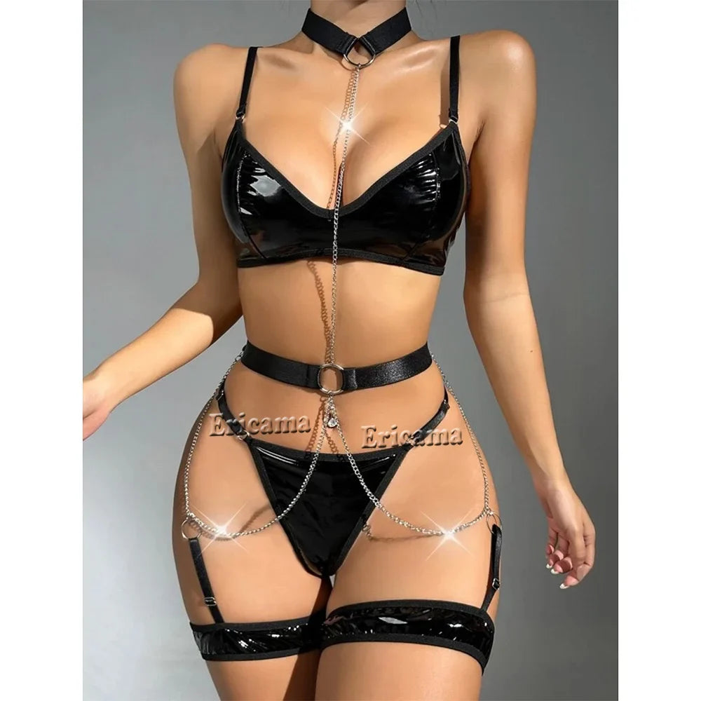 Push Up Lingerie Set Lingerie Set With Choker Erotic Underwear Bra And Thongs Ladies