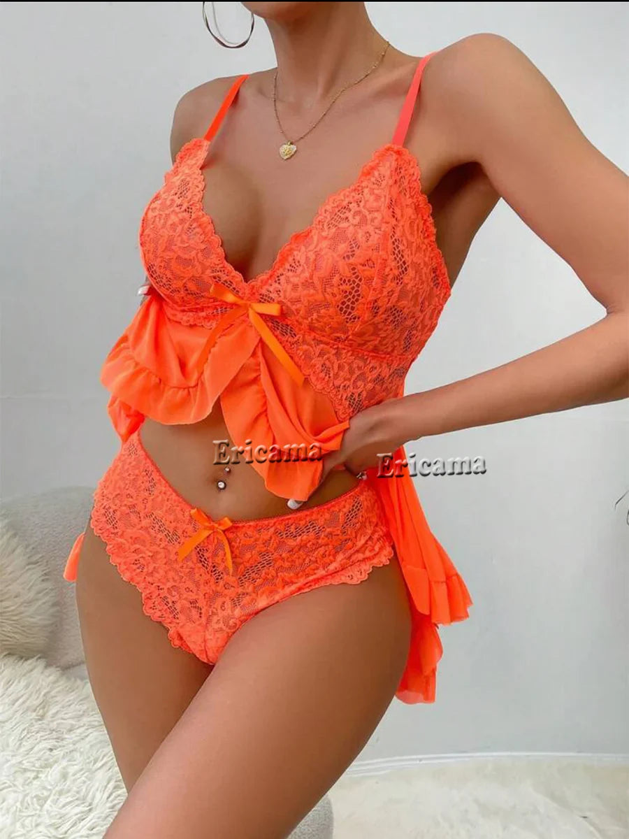 Solid Slip Nightdress Contrast Lace Round Neck Backless Sleep Mini Dress & Dresses