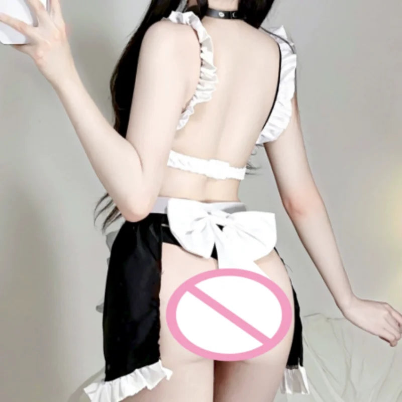 Summer Cute Sweet Backless Temptation Thin Version Academic Style Lingerie Maid Outfit Cosplay Uniform Pure Sailor Suit