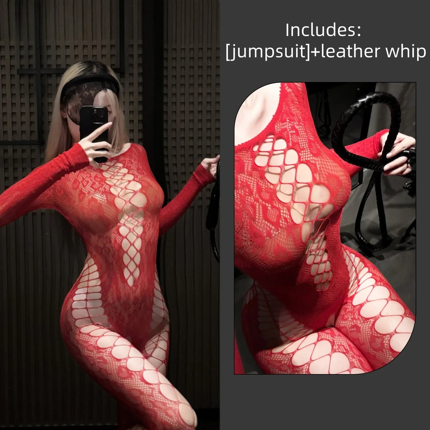 Summer Europe and America Wispy Air Perspective Sensuality Mesh Clothing Tearable Jumpsuit Crossover Fishing Net Socks