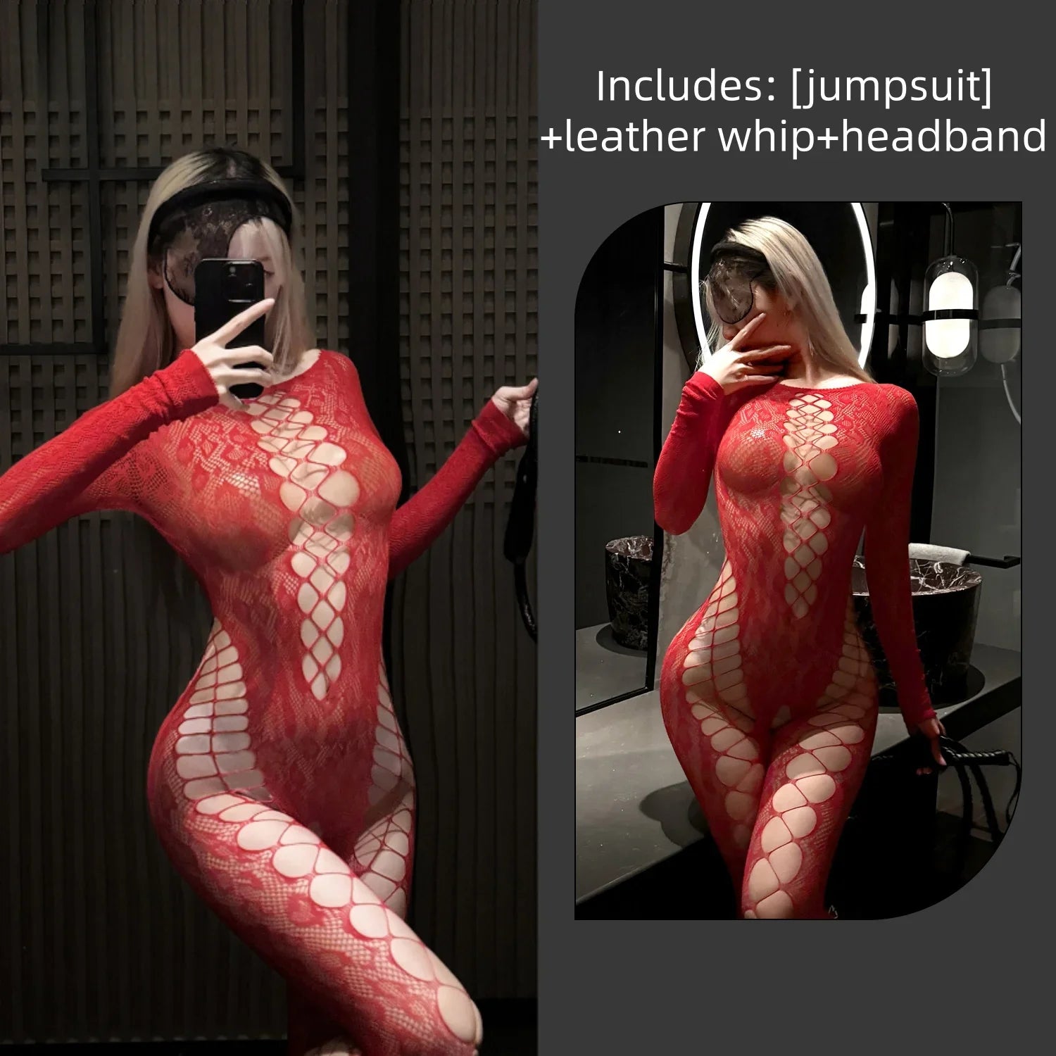 Summer Europe and America Wispy Air Perspective Sensuality Mesh Clothing Tearable Jumpsuit Crossover Fishing Net Socks