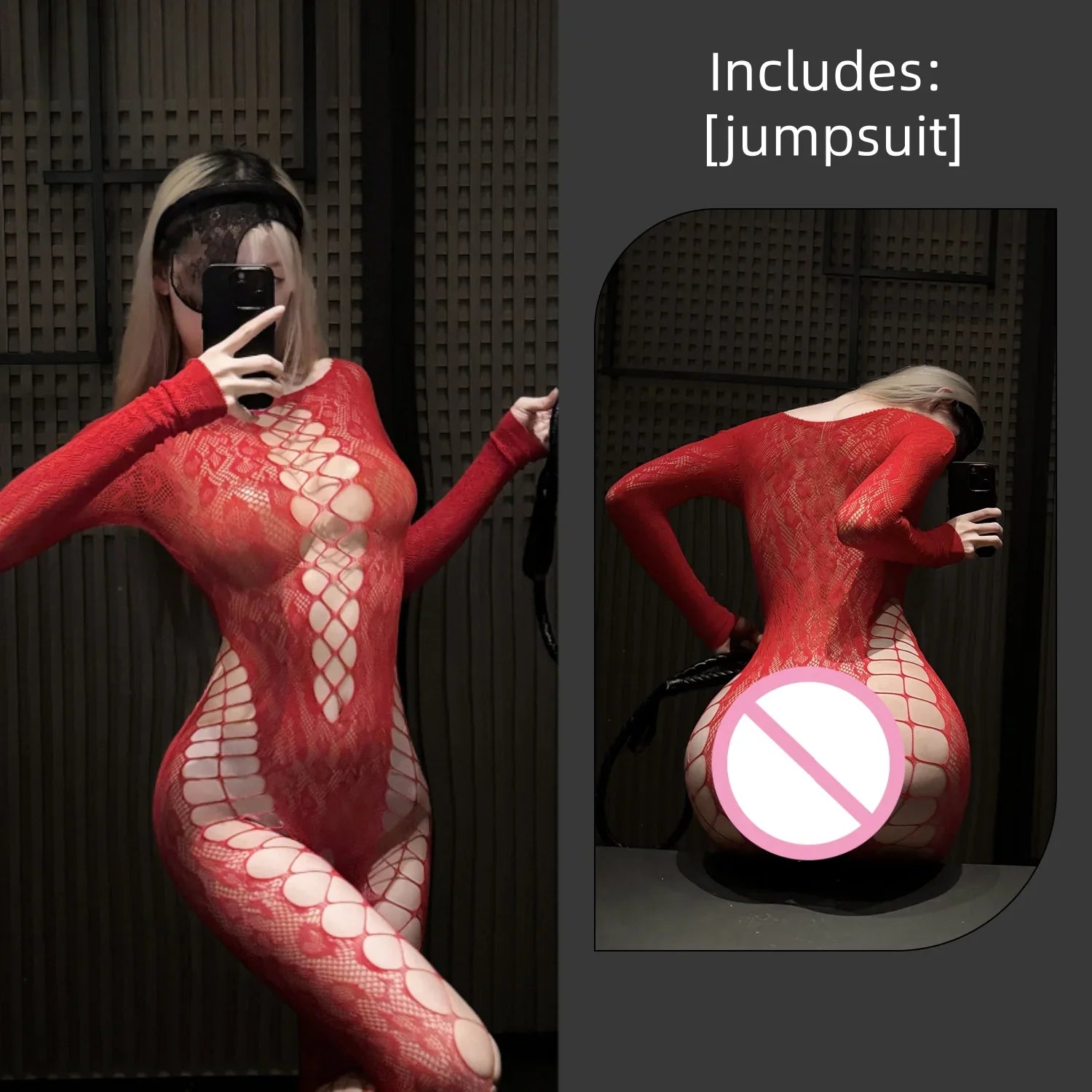 Summer Europe and America Wispy Air Perspective Sensuality Mesh Clothing Tearable Jumpsuit Crossover Fishing Net Socks