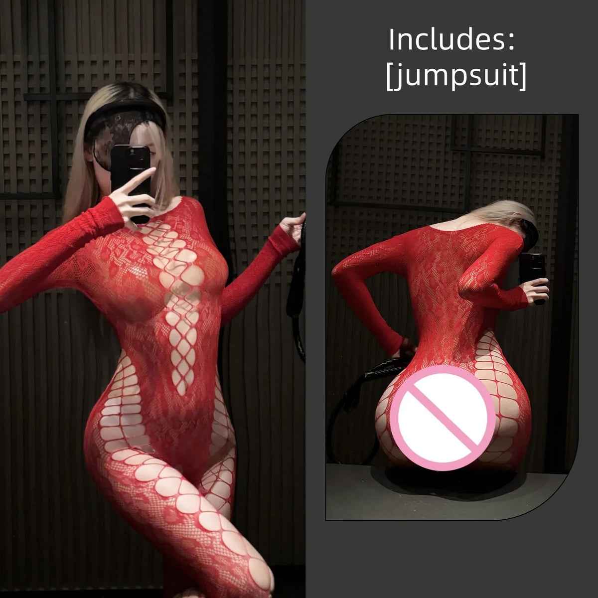 Summer Europe and America Wispy Air Perspective Sensuality Mesh Clothing Tearable Jumpsuit Crossover Fishing Net Socks