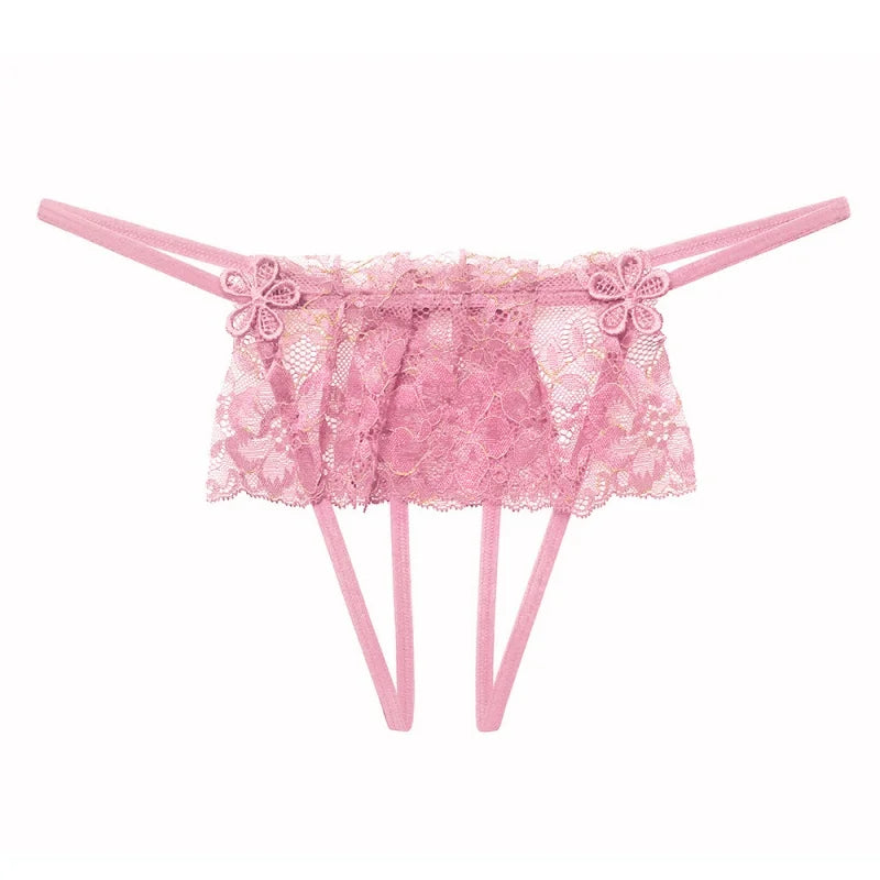 Sweet Comfortable Temptation Flirtatious Lace Panties Underwear Covering Seduction Low Waist Perspective Thong