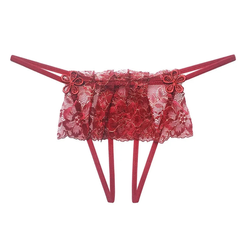 Sweet Comfortable Temptation Flirtatious Lace Panties Underwear Covering Seduction Low Waist Perspective Thong