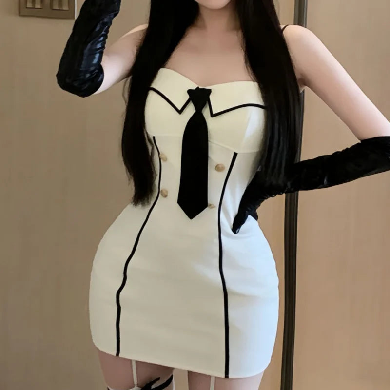 Sweet Wrapped Hip Skirt Backless Sleeveless Flirtatious Japanese Sailor Suit Slim Fit Strapless Skirt Erotic Lingerie