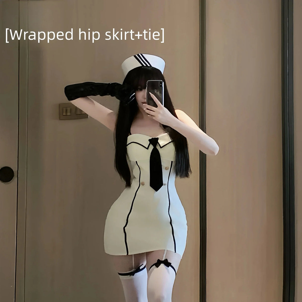 Sweet Wrapped Hip Skirt Backless Sleeveless Flirtatious Japanese Sailor Suit Slim Fit Strapless Skirt Erotic Lingerie