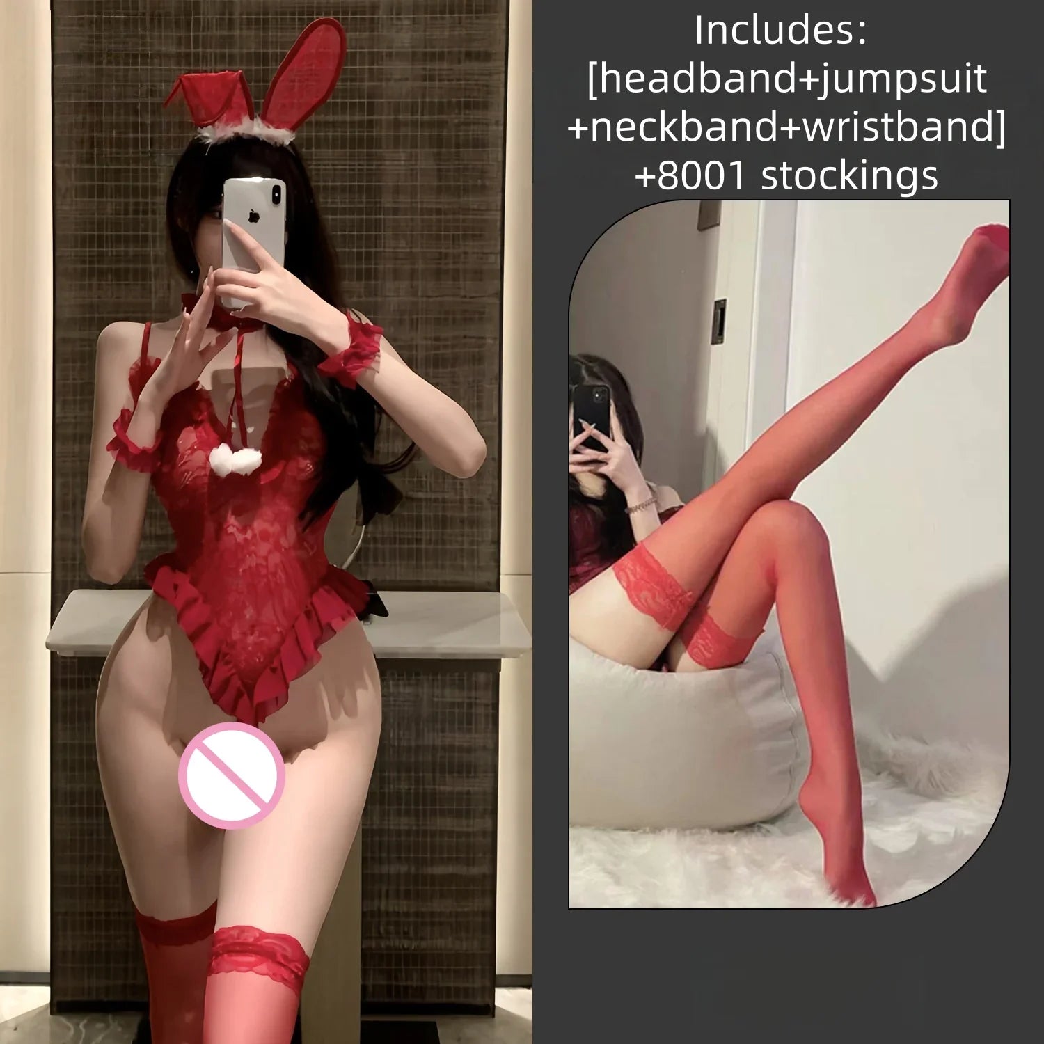 Temptation Backless Exposed Flirtatious Slit Self-cultivation Erotic Lingerie Lace Jumpsuit See Through Camisole Suit