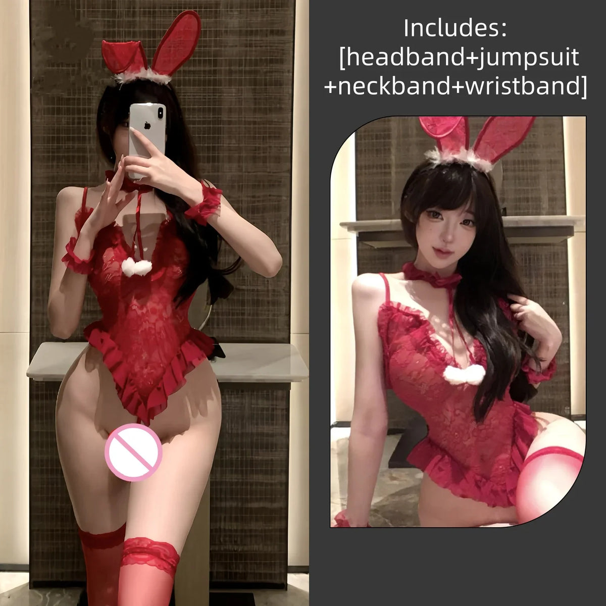 Temptation Backless Exposed Flirtatious Slit Self-cultivation Erotic Lingerie Lace Jumpsuit See Through Camisole Suit