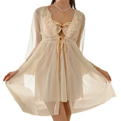 Thin Version Backless Romantic Home Wear Nightgown Suspender Dress Sleeveless Tight-fitting Lace Mesh