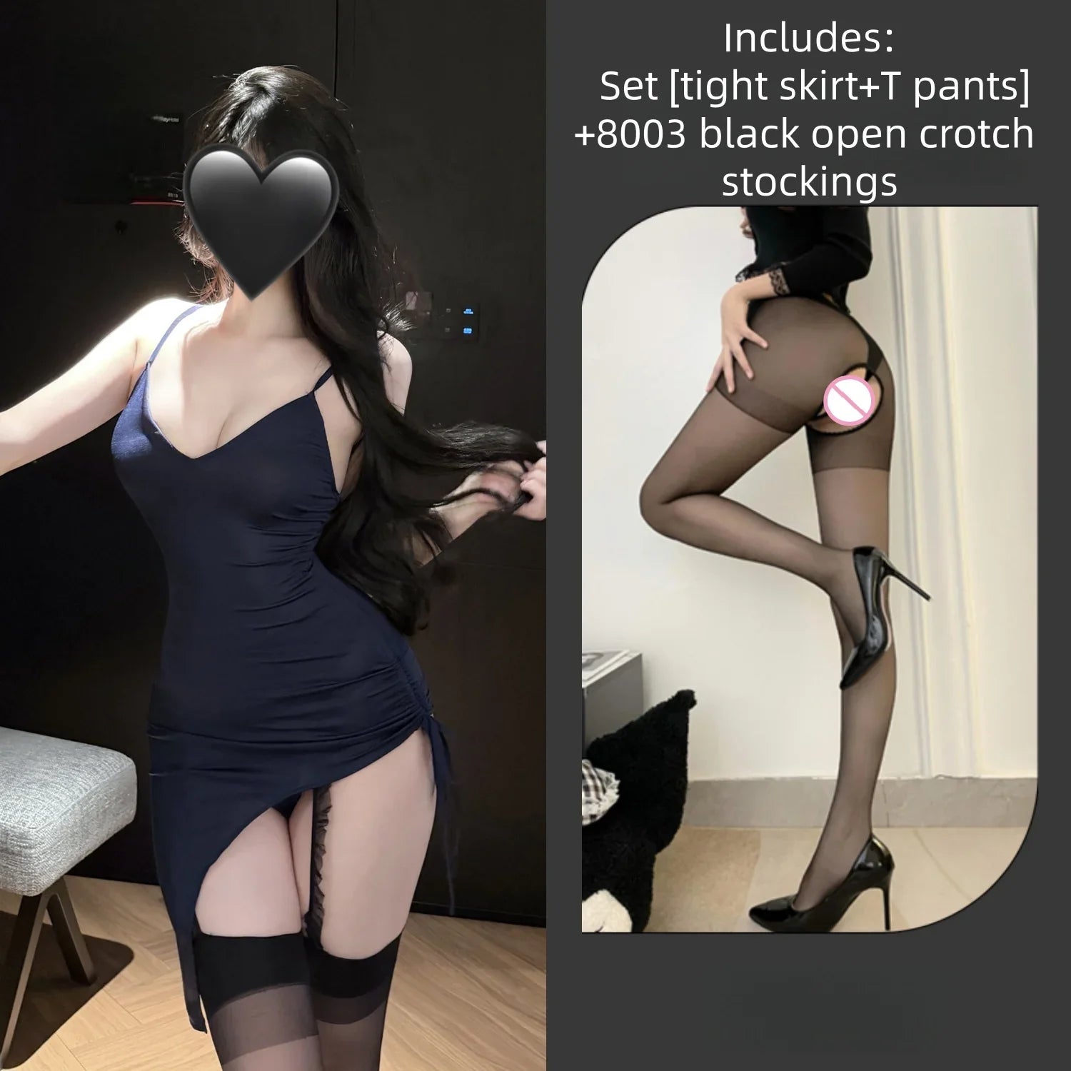 Thin Version Off-shoulder Backless Slit Temptation Deep V Strap Tight Skirt Fun Underwear Irregular Temptation Woman