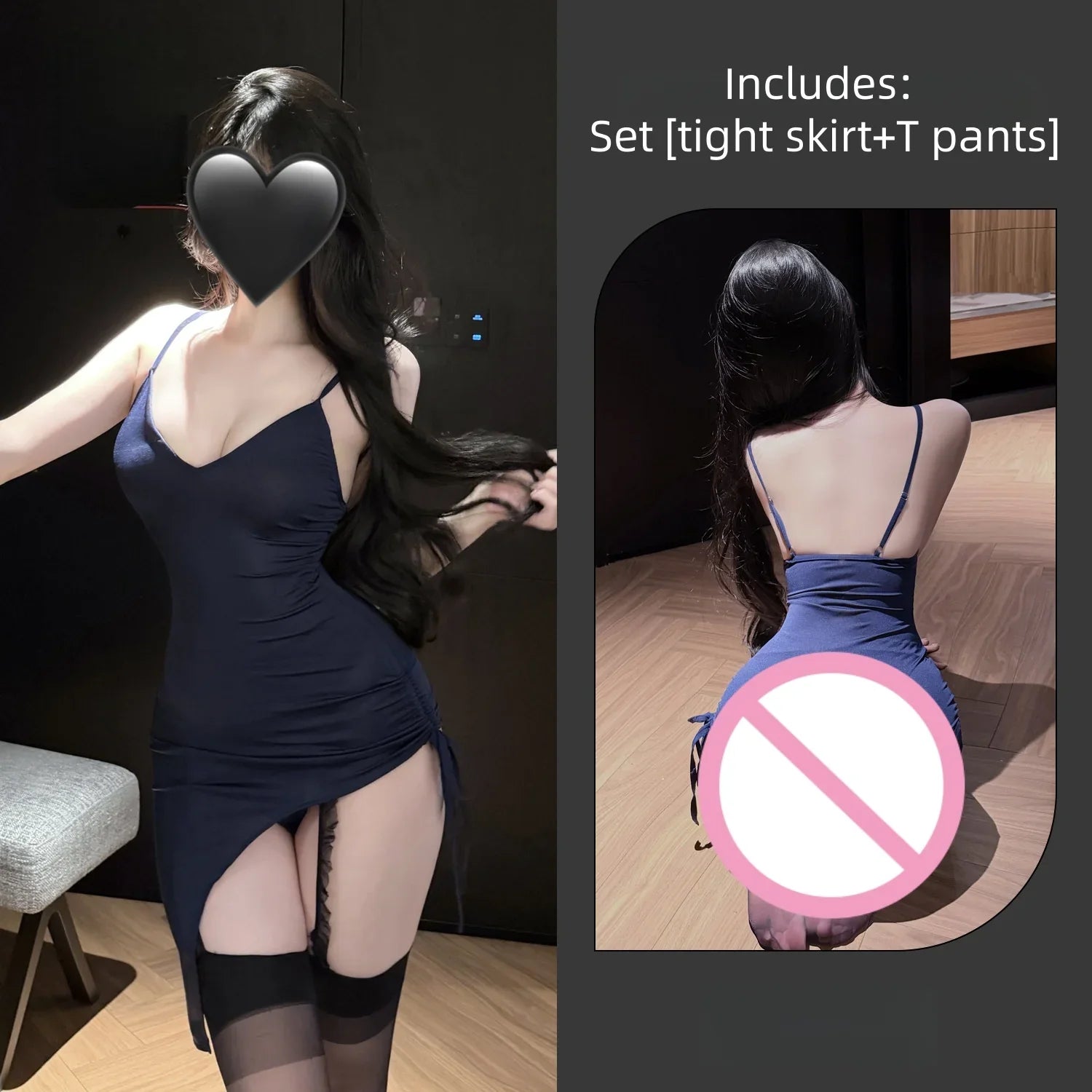 Thin Version Off-shoulder Backless Slit Temptation Deep V Strap Tight Skirt Fun Underwear Irregular Temptation Woman