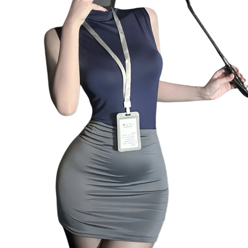 Tight-fitting Temptation Secretary Outfit High Waist Stretchy Slimming Professional Outfit Lingerie Hip Hugging Skirt