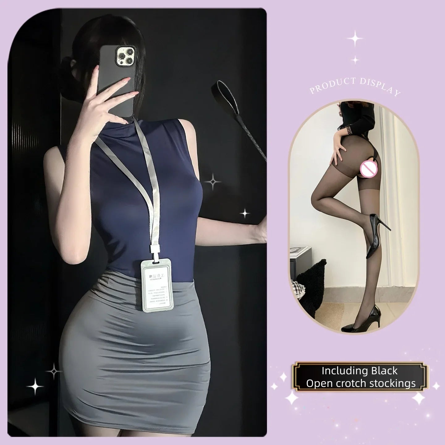 Tight-fitting Temptation Secretary Outfit High Waist Stretchy Slimming Professional Outfit Lingerie Hip Hugging Skirt