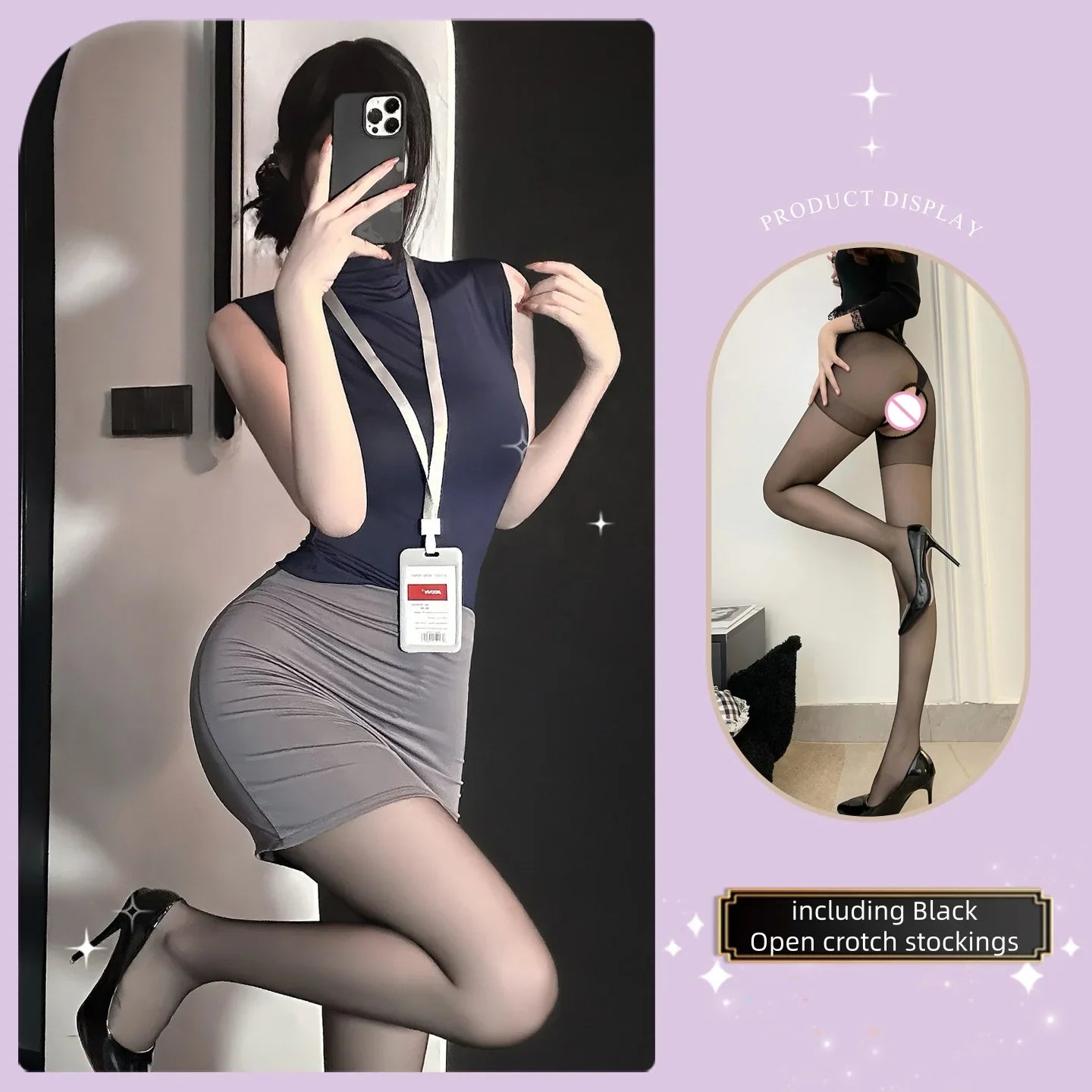 Tight-fitting Temptation Secretary Outfit High Waist Stretchy Slimming Professional Outfit Lingerie Hip Hugging Skirt