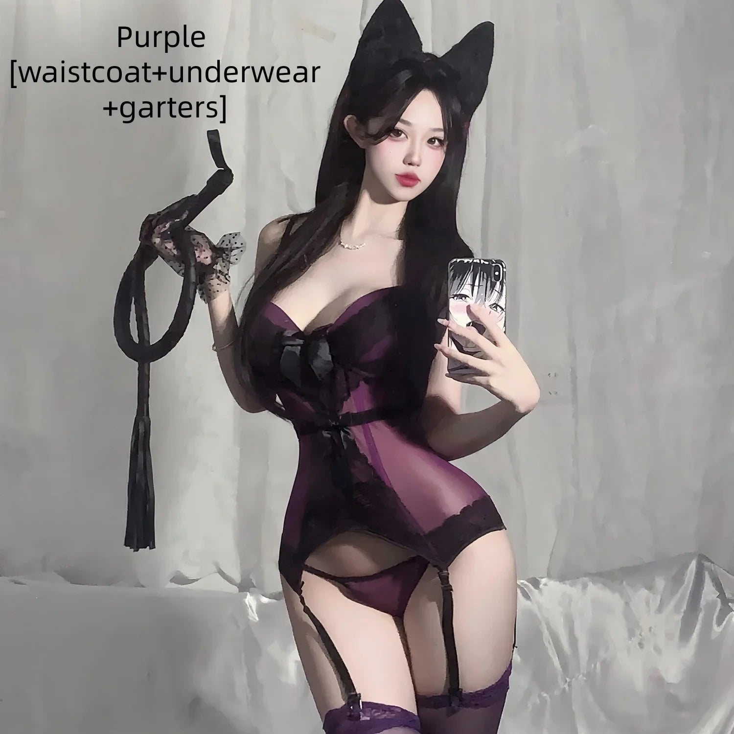 Two-piece Set Off-shoulder Slit Backless Purple Queen Fish Bone Waist Vest Lace Mesh Waist Steel Circle Jumpsuit Underwear