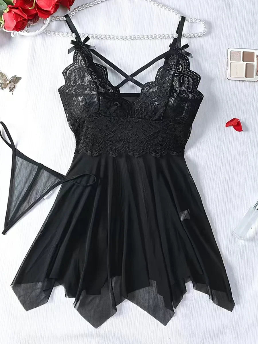 Transparent See Through Lingerie Sets Lace Bra And Panty Set Costumes