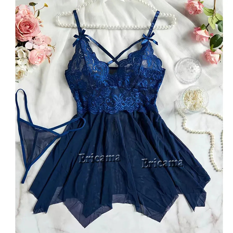 Transparent See Through Lingerie Sets Lace Bra And Panty Set Costumes