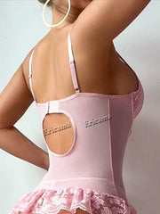 Brass Lingerie Outfit Bra and Panty Set Attractive Chest Suspenders Below Sex