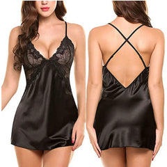 Lace Satin Nightdress Lingerie Set Babydoll Costumes Erotic Dresses Exotic