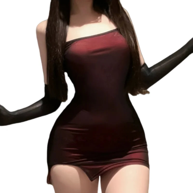 Slit Bodycon Dress Backless Temptation Mesh Wrapped Hip Slit Dress Tight Fitting Dress Nightgown Erotic Lingerie