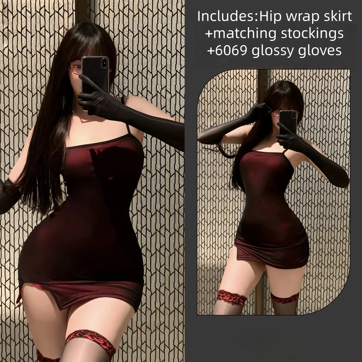 Slit Bodycon Dress Backless Temptation Mesh Wrapped Hip Slit Dress Tight Fitting Dress Nightgown Erotic Lingerie