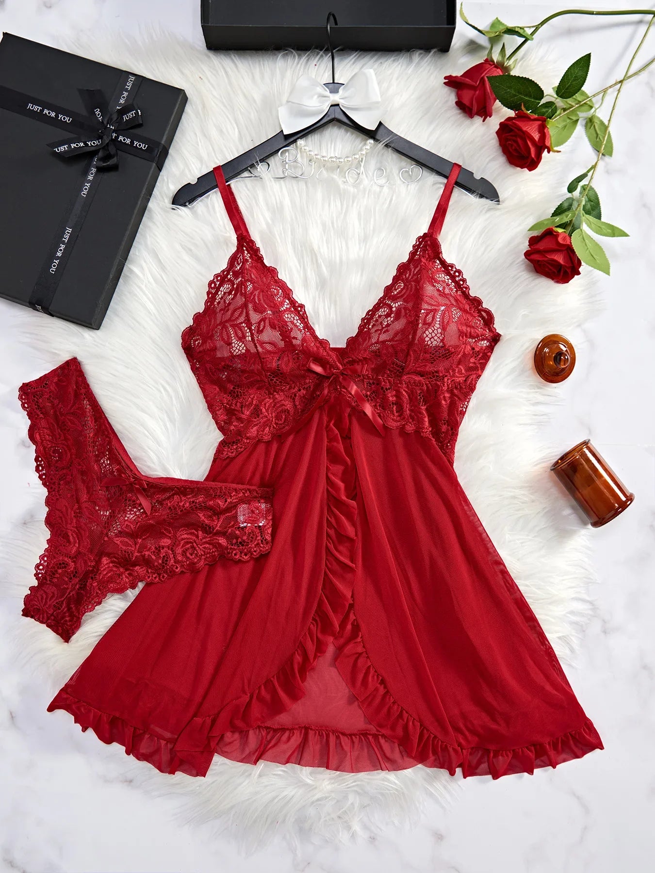 Underwear Lingerie Set Erotic Bra Nightdress Lace Solid Slim Soft Dresses Erotic & Dresses