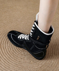 Boutique Lace Up Splicing Boots Brown Suede