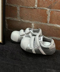 Casual Red Flat Shoes Splicing Cowhide Leather Buckle Strap