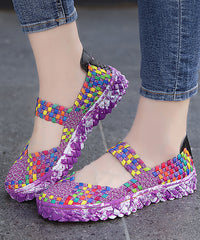Casual Splicing Flat Shoes For Rose Knit Fabric