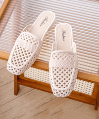 Summer New Apricot Hollow Out Breathable Soft Slide Sandals