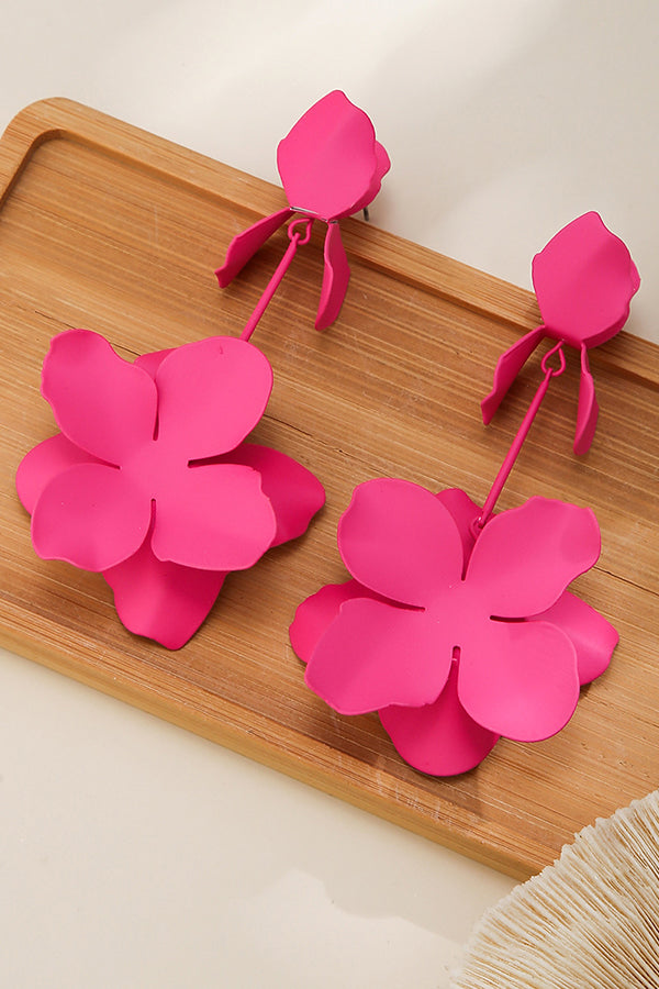 Dopamine Flower Retro Metal Stud Earrings