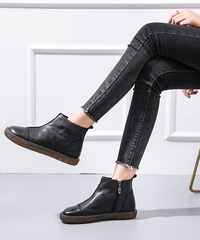 Black Warm Fleece Splicing Platform Flat Shoes