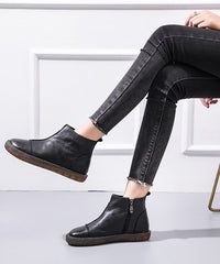 Black Warm Fleece Splicing Platform Flat Shoes