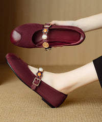 Handmade Splicing Flat Shoes Mulberry Suede Nail Bead